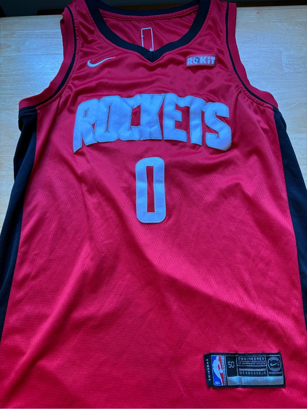Nike Red Rockets Basketball Jersey with Black Trim